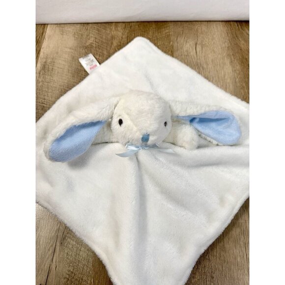 Nuby Bunny Rabbit Lovey Plush Security Blanket 14" Blue White Embroidered Eyes - Picture 3 of 7